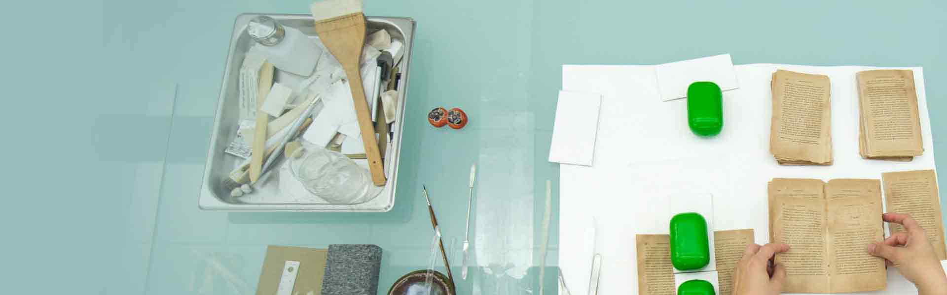 Table with conservation supplies.